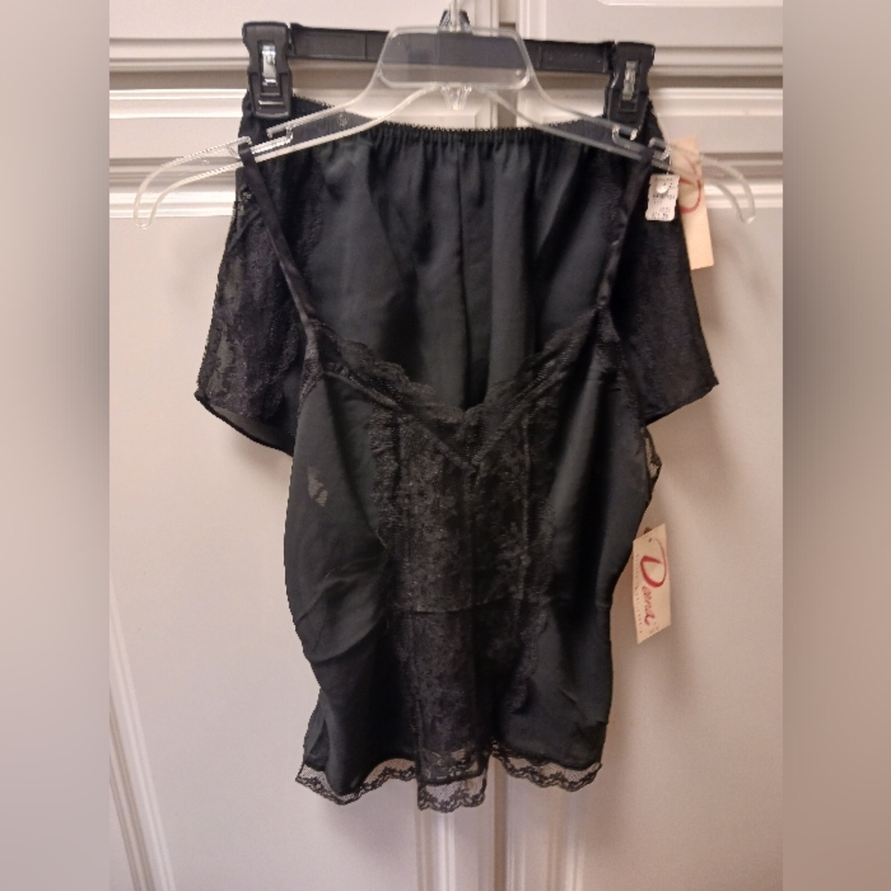 Vintage NWT 2pcBlack Teddy And Panty Set By Deena Styled In California.USA Large